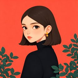 复古波波头女孩插画头像 插画风微信头像