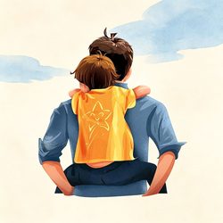 肩扛孩童父子亲子头像 亲情风微信头像