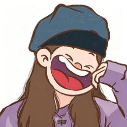 贝雷帽大笑搞怪女头 搞怪风微信头像