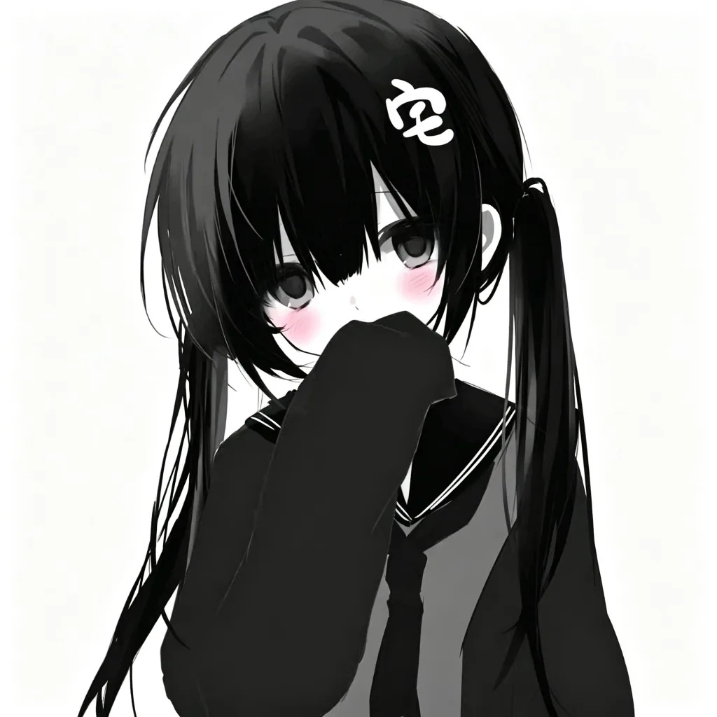 黑白丧系少女动漫头像