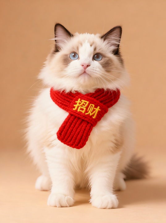 红围巾招财猫