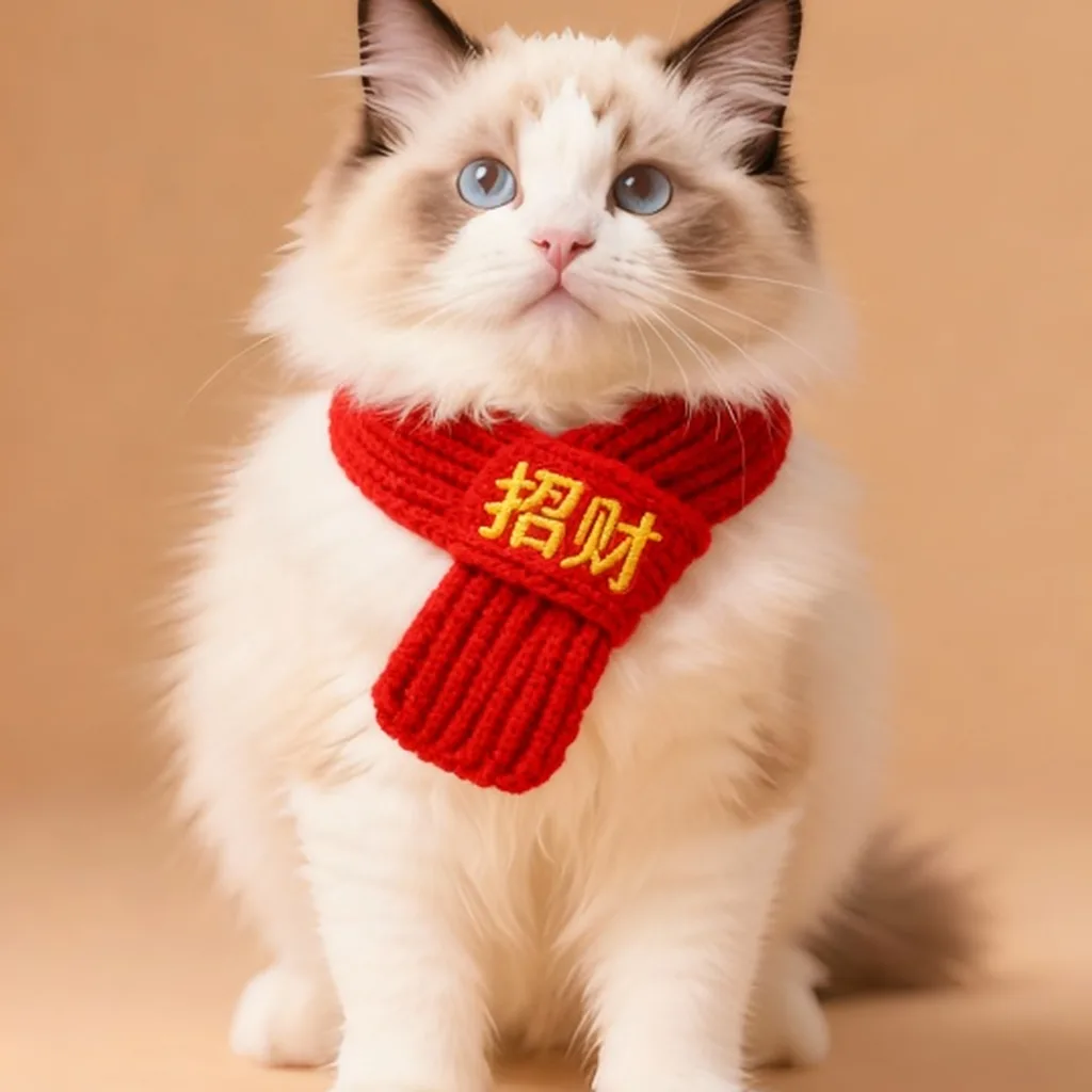 红围巾招财猫