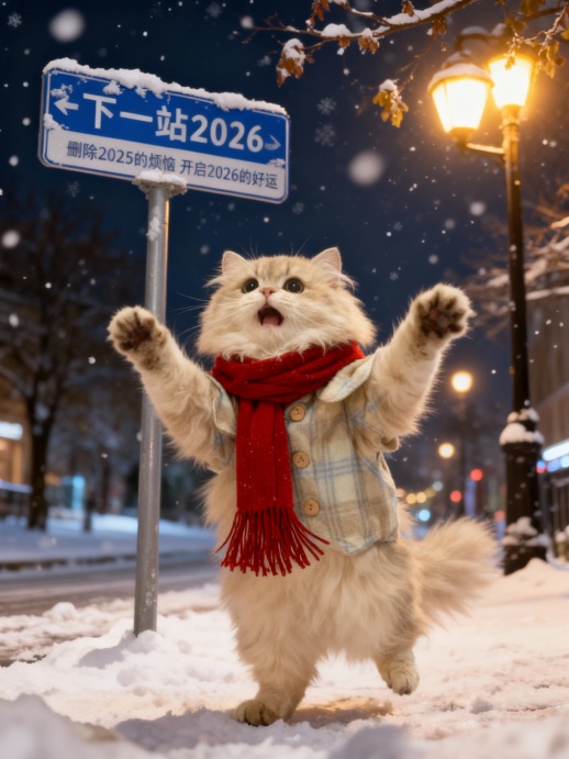 路灯下单向奔赴的小猫咪