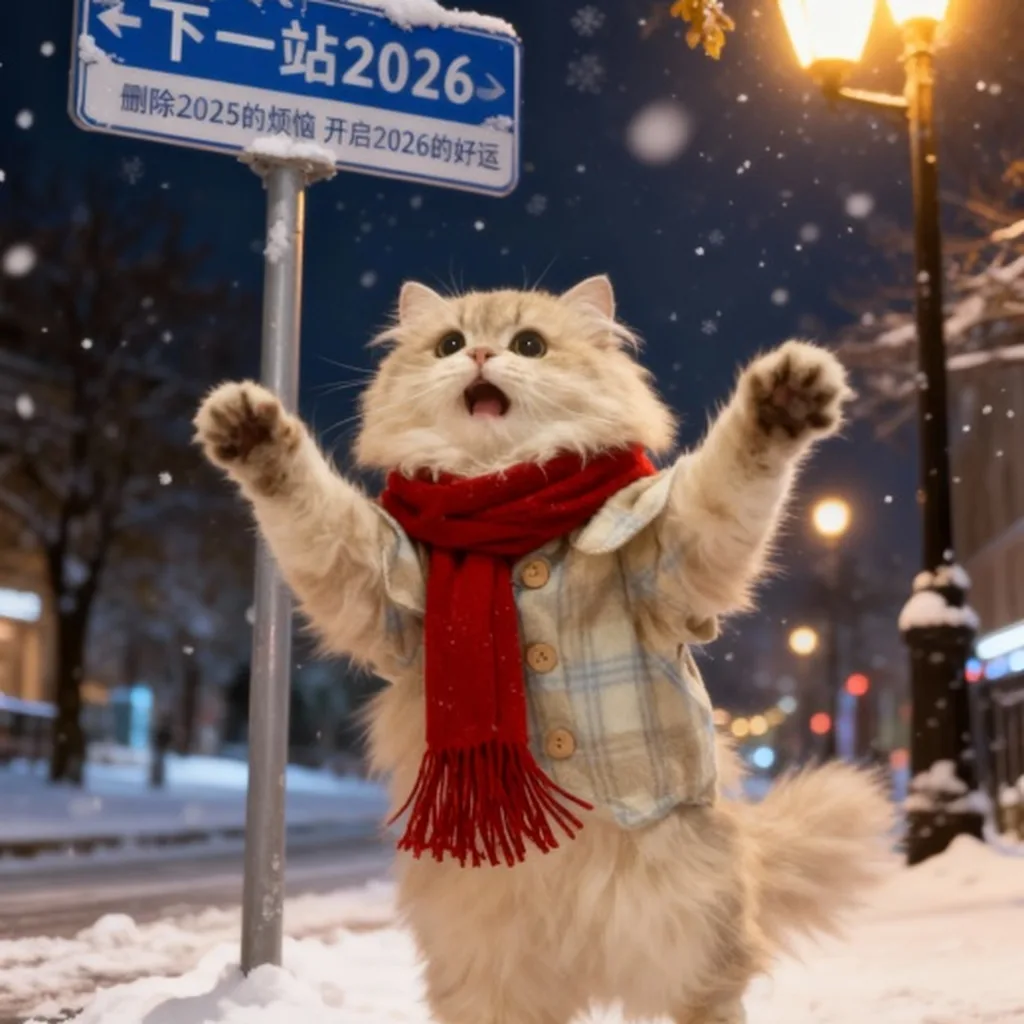 路灯下单向奔赴的小猫咪