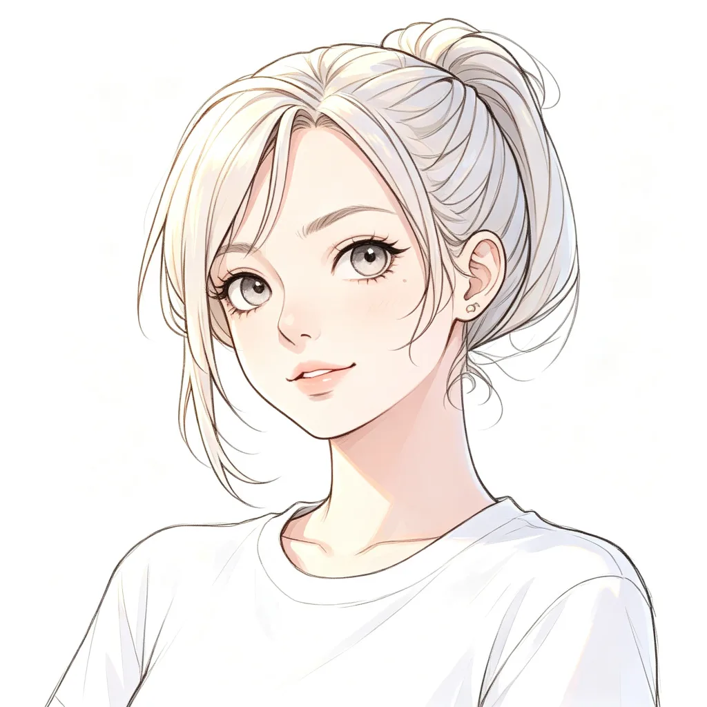 线稿高马尾清新女头