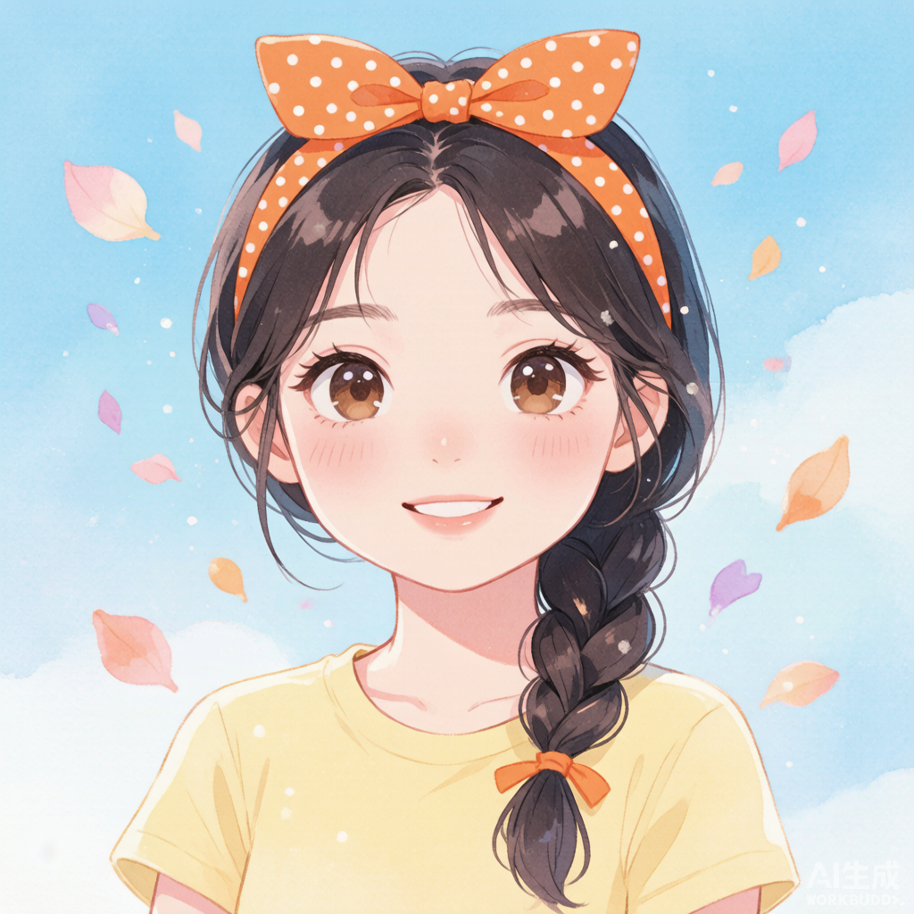 橙发带少女 · 温柔插画头像