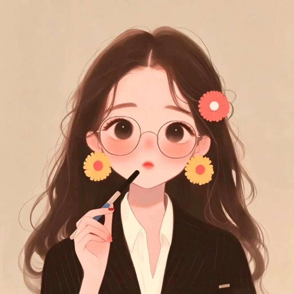 眼镜花朵治愈女头