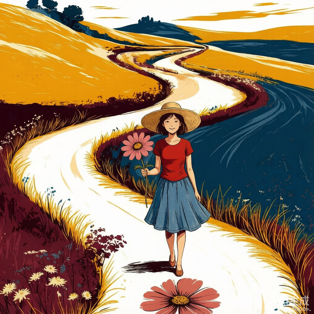 山径少女 · 草帽雏菊