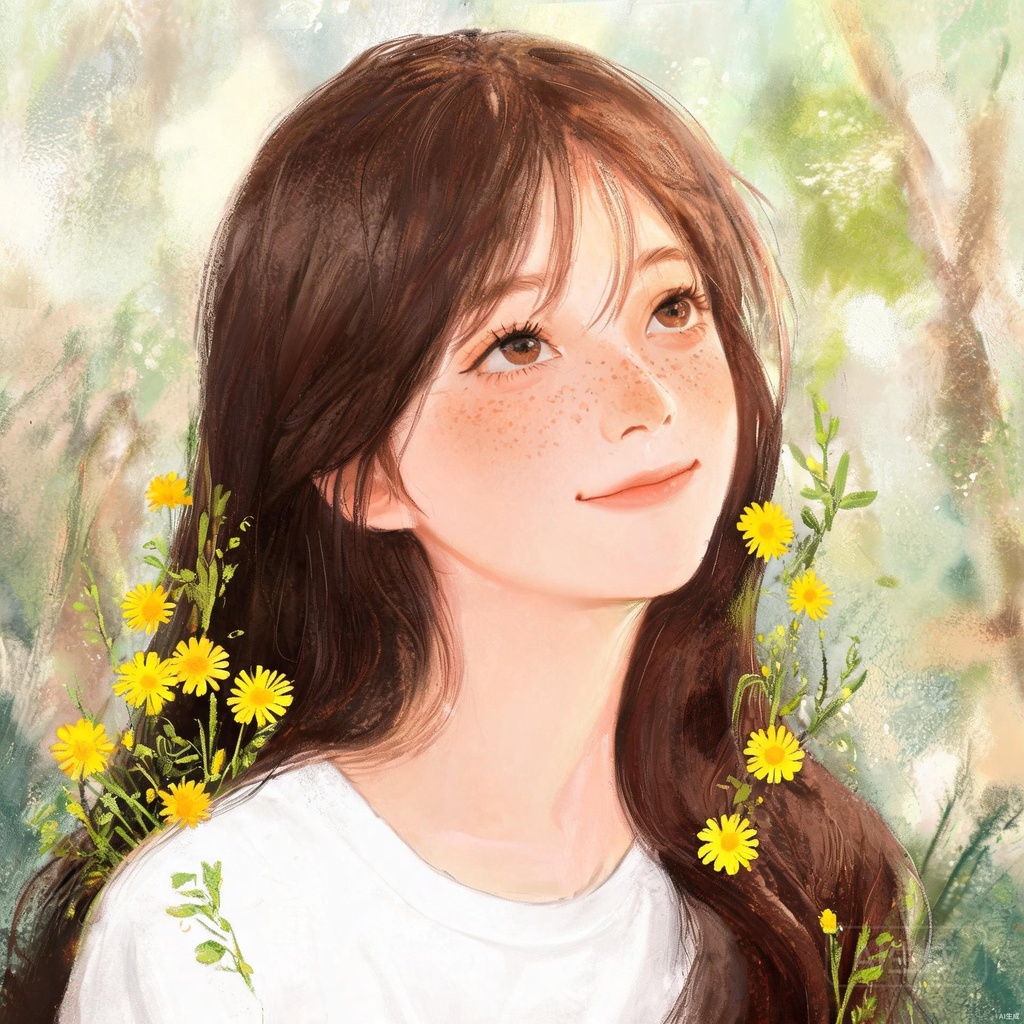 花丛雀斑森系女孩头像合集