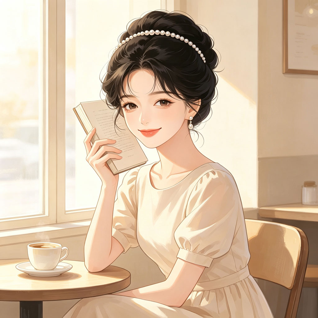 文艺读书女生手绘头像