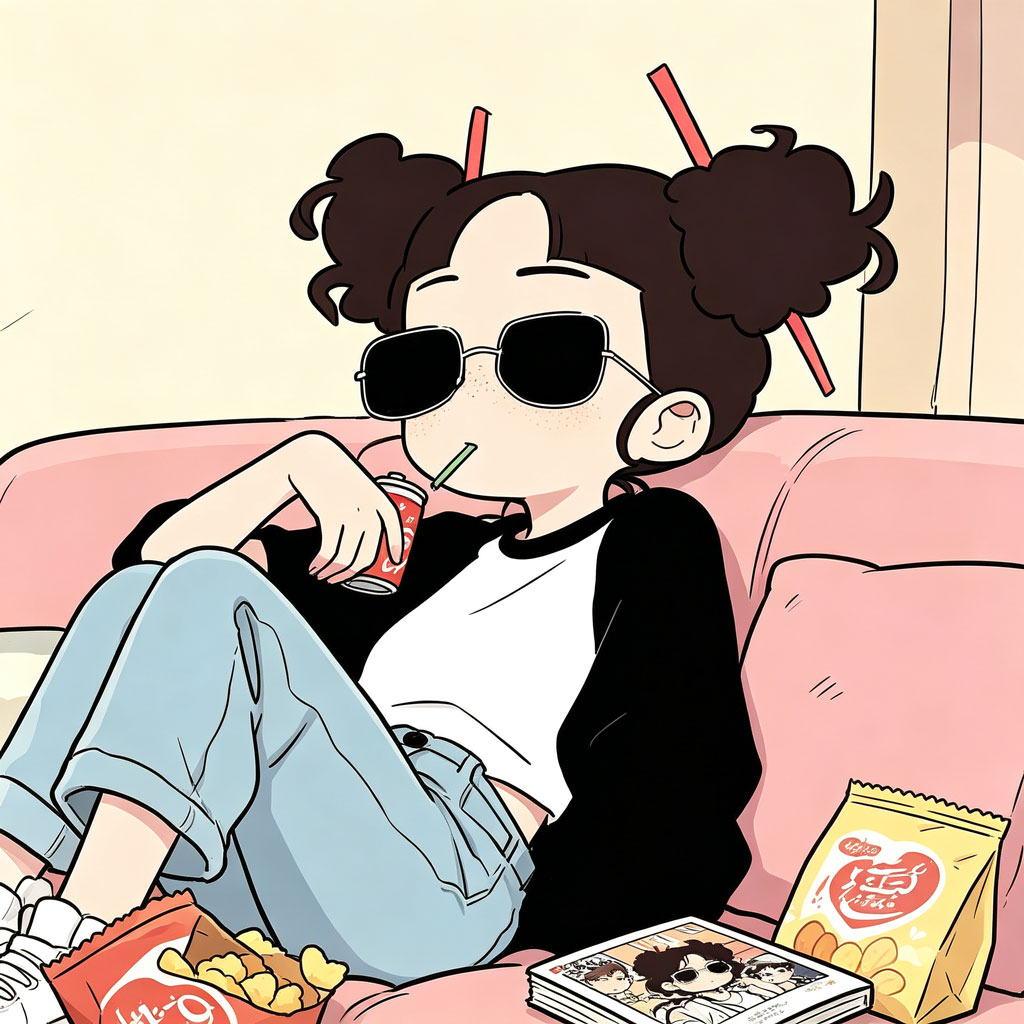 双丸子头甜酷少女动漫头像