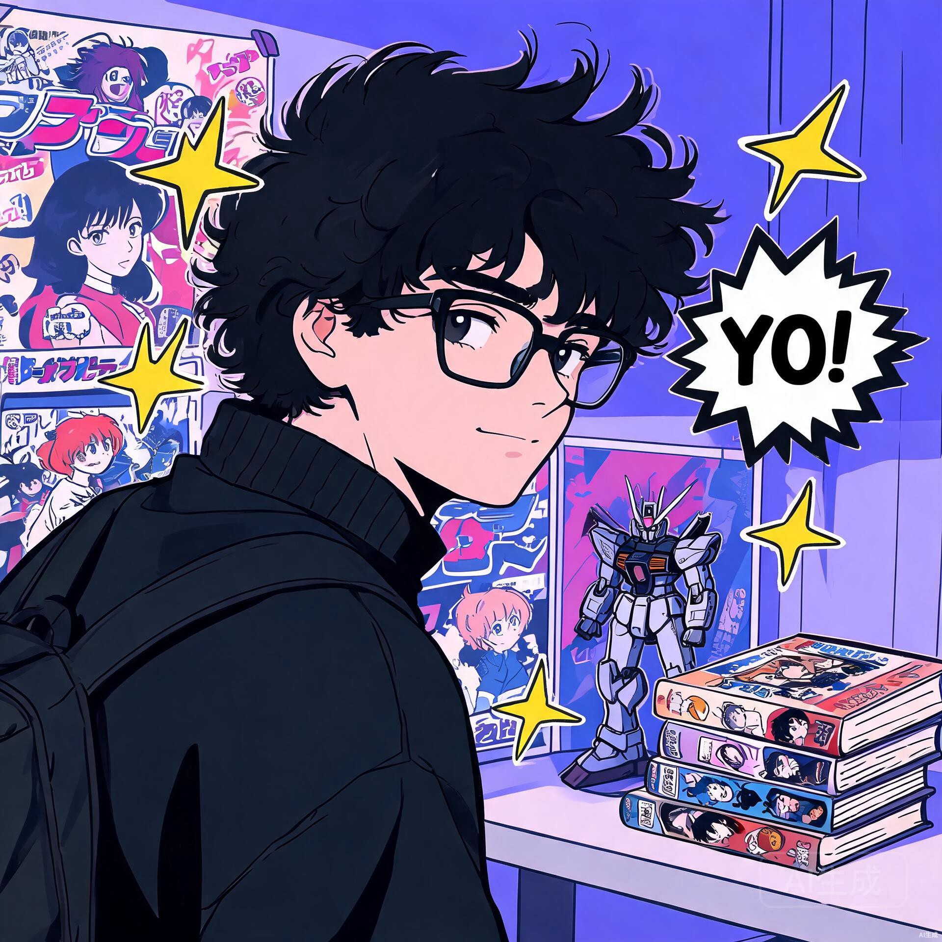 复古热血动漫男生头像