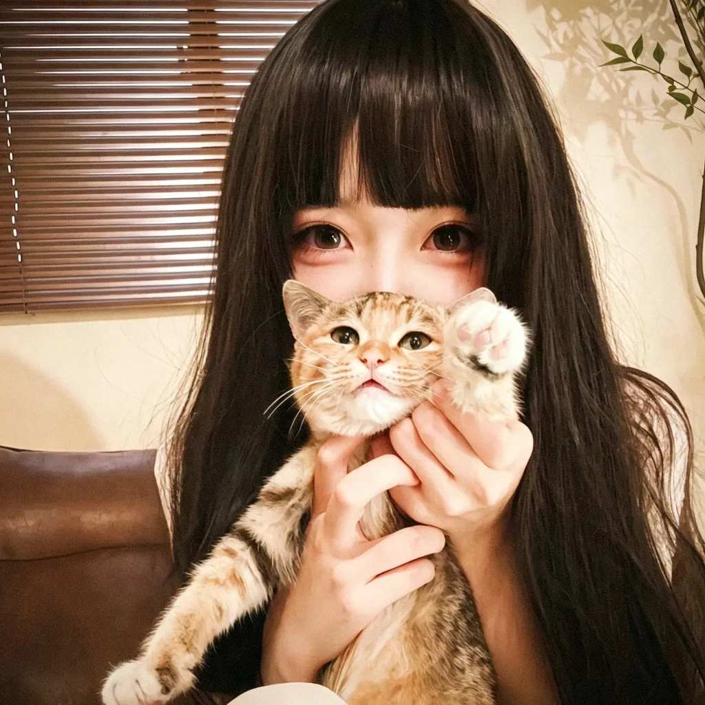 少女与橘猫头像