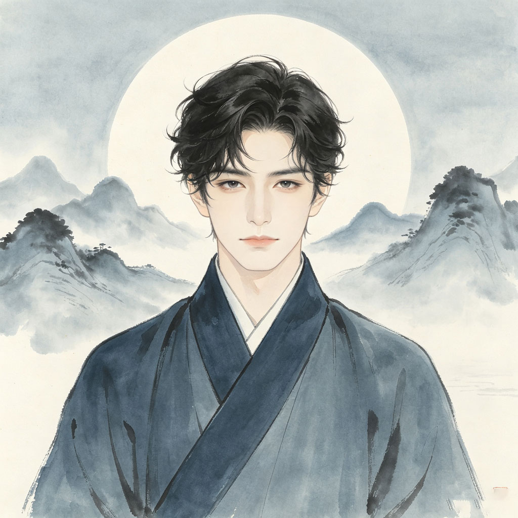 月下工笔古风少年