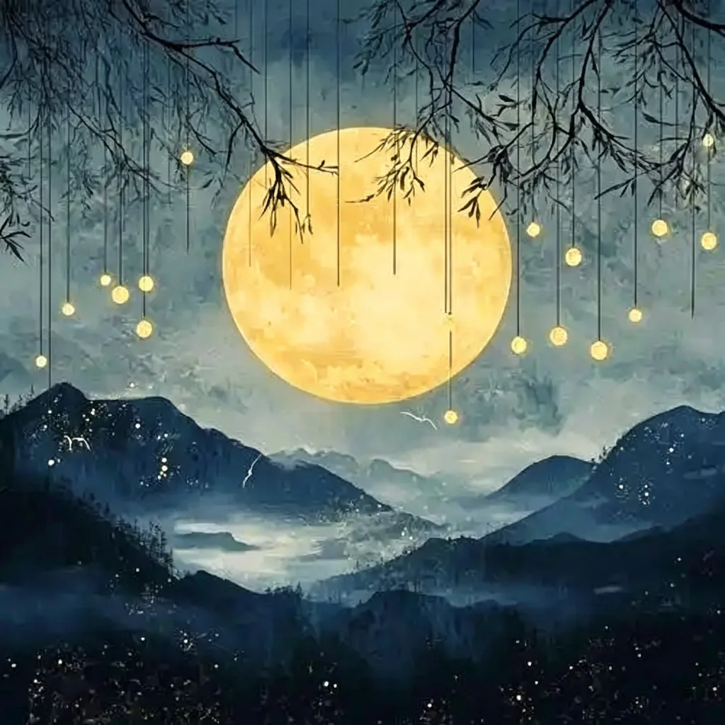 月夜山峦灯笼头像