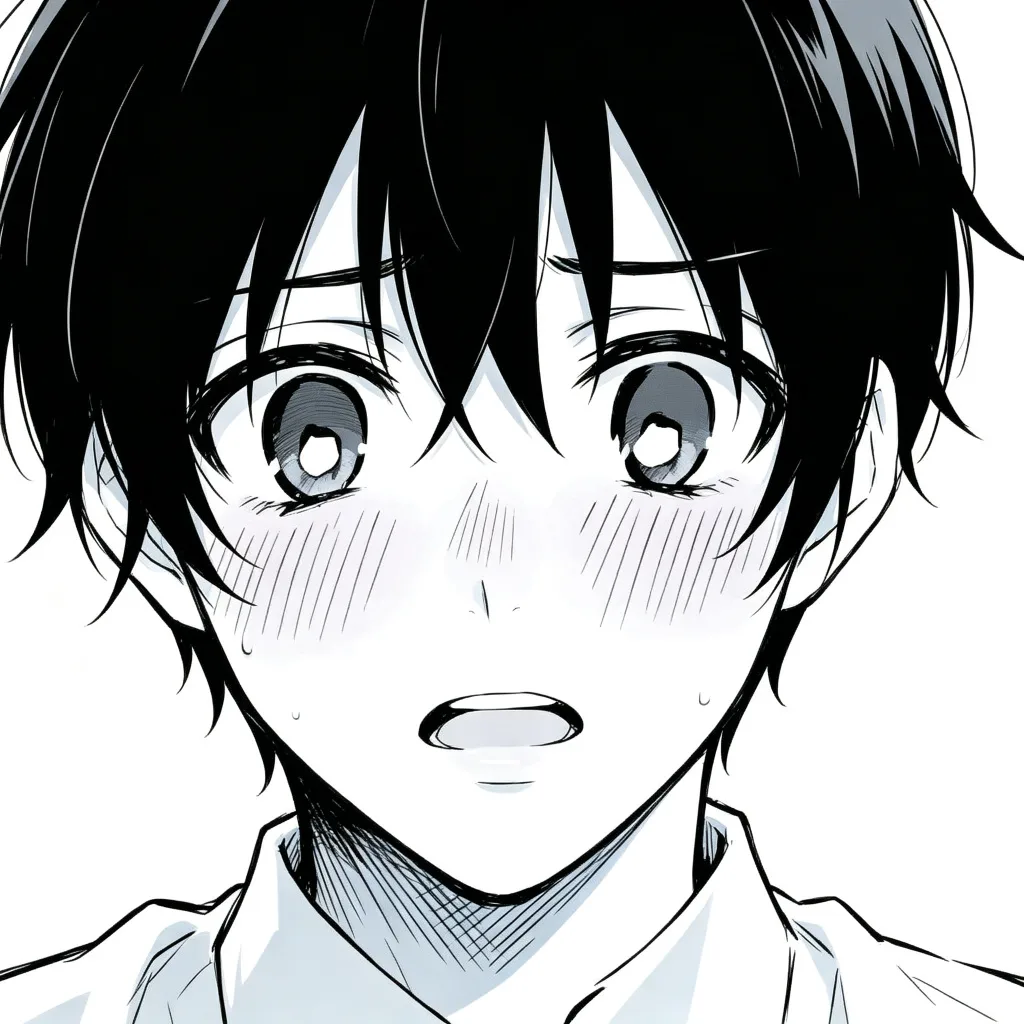 黑白漫画害羞男头