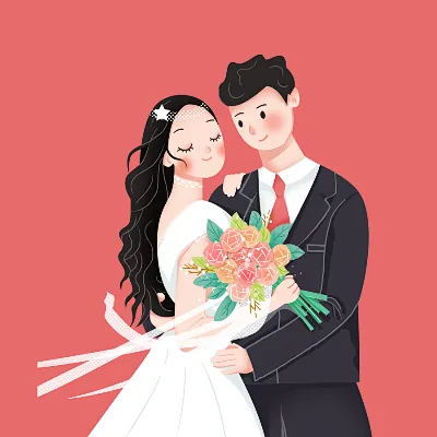 夫妻浪漫插画头像