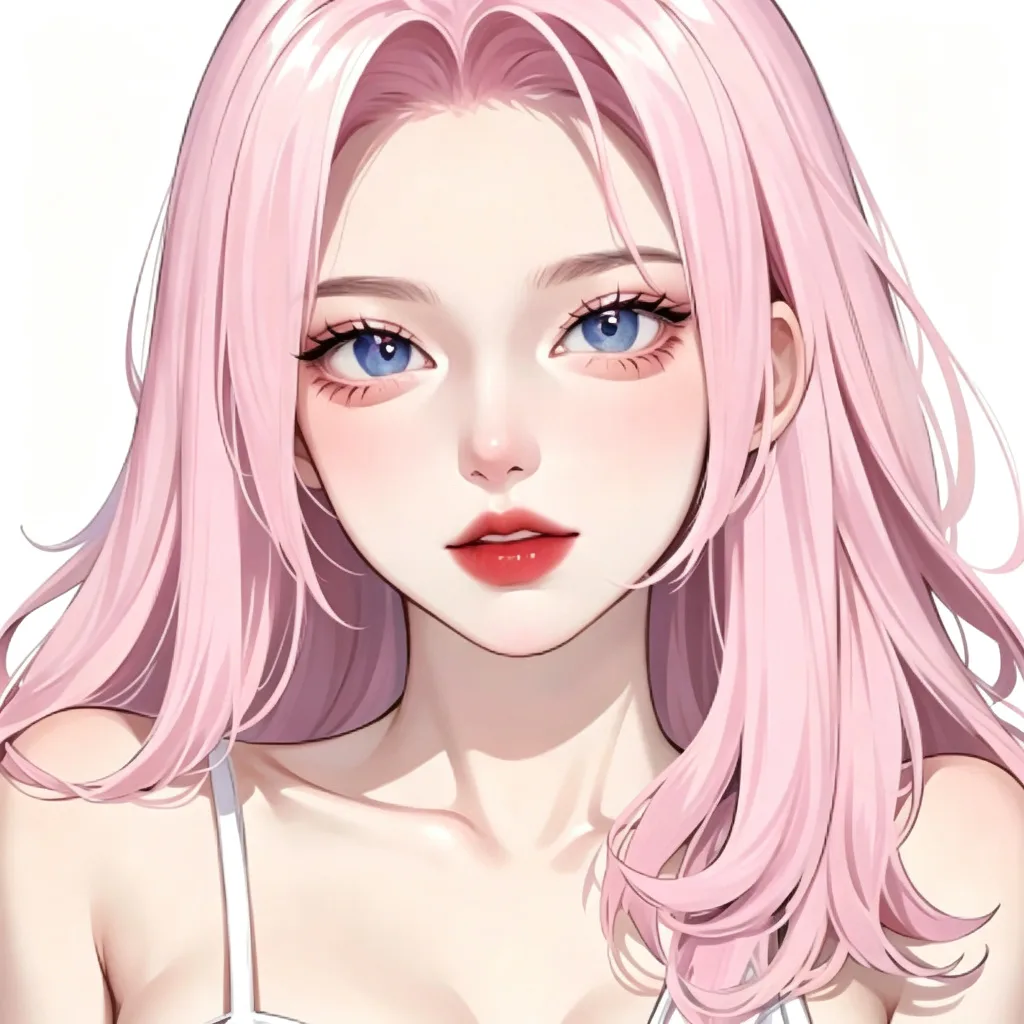 粉发二次元美女头像