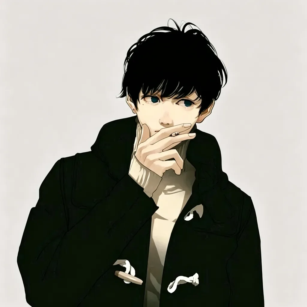 捂嘴酷帅插画男头