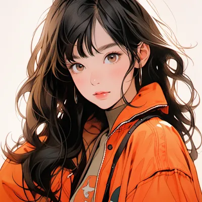 时尚橙色外套女孩头像