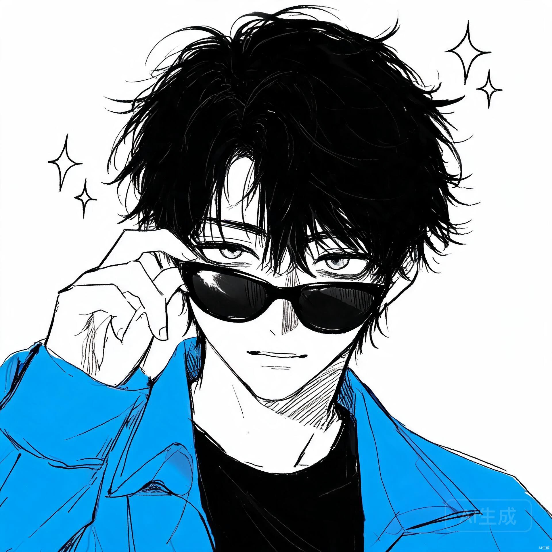 黑白漫画风潮酷男生头像合集