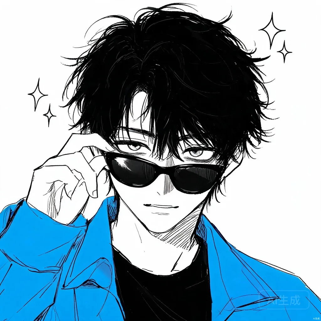 黑白漫画风潮酷男生头像合集