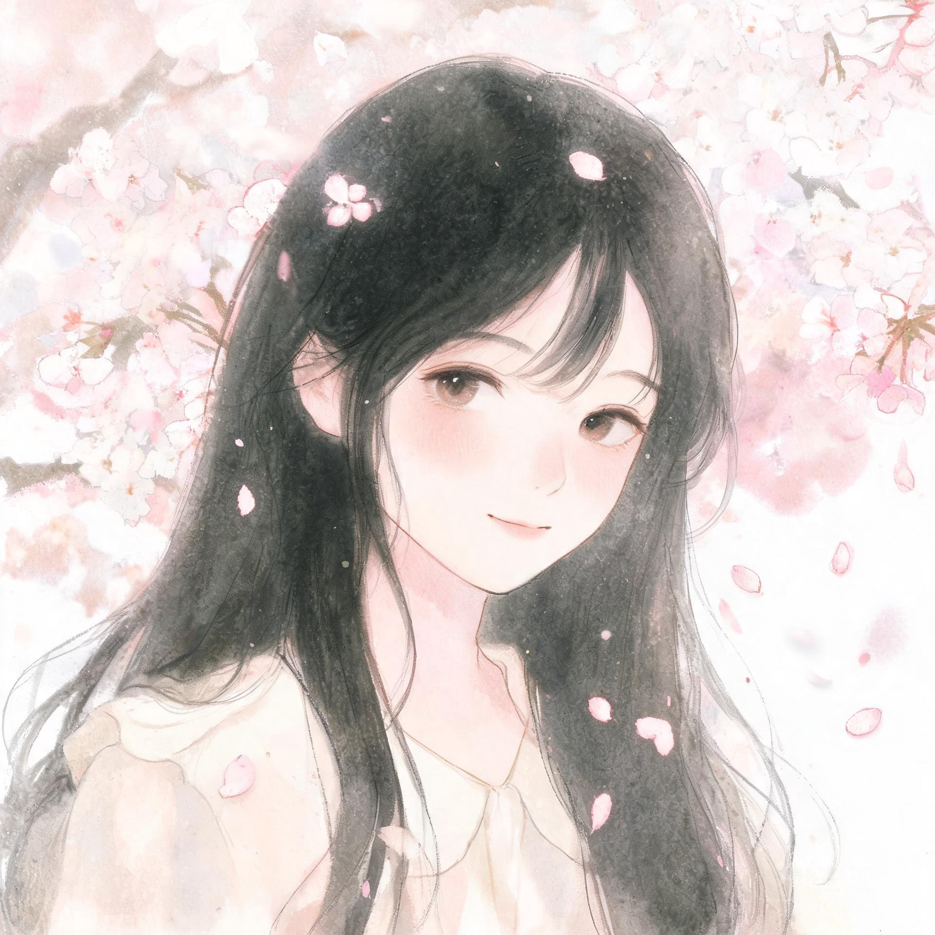 水彩花卉少女头像合集