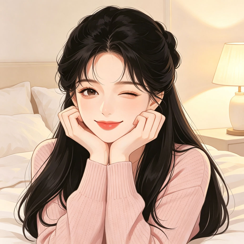 温柔长发女生手绘头像