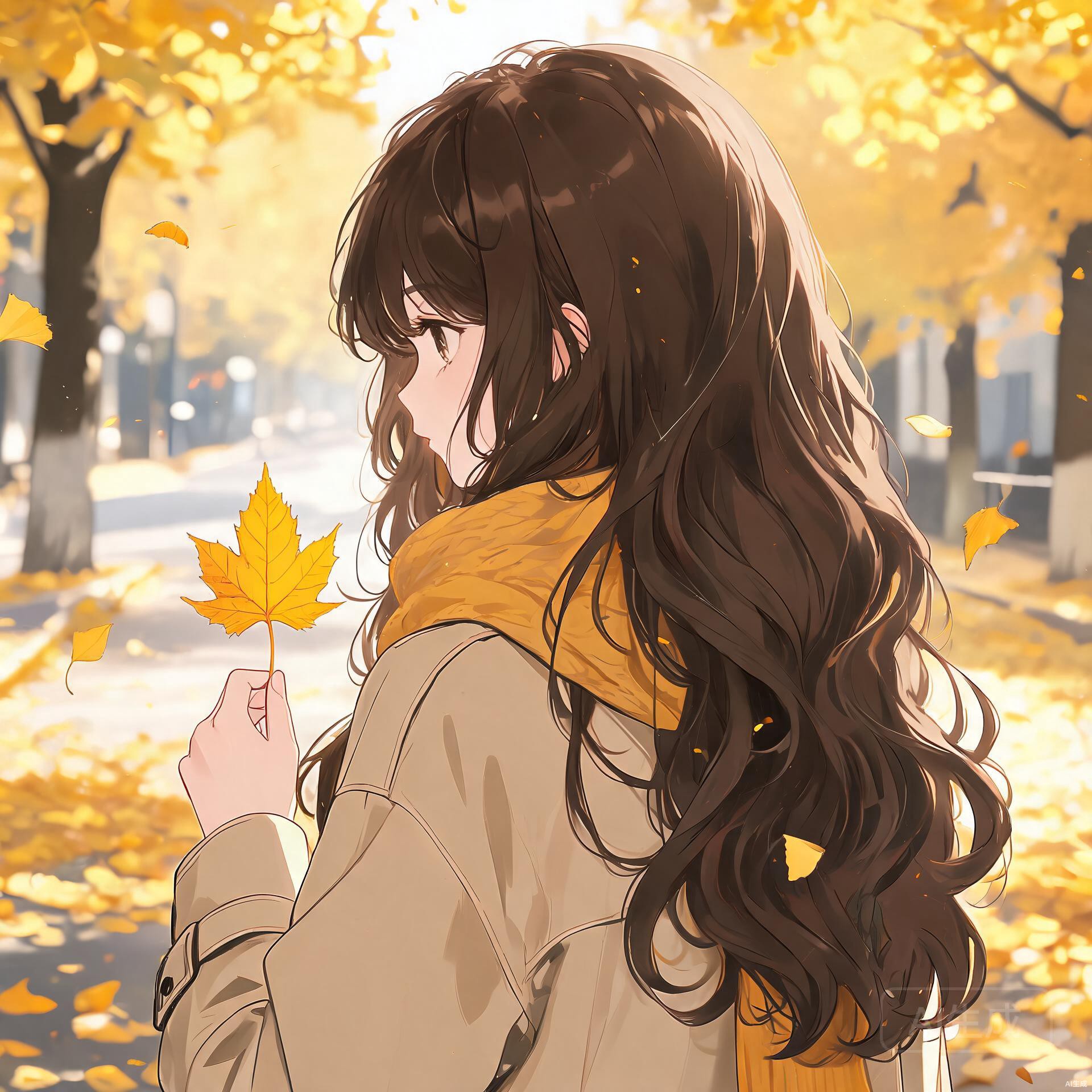 秋日枫叶女生背影动漫风头像合集