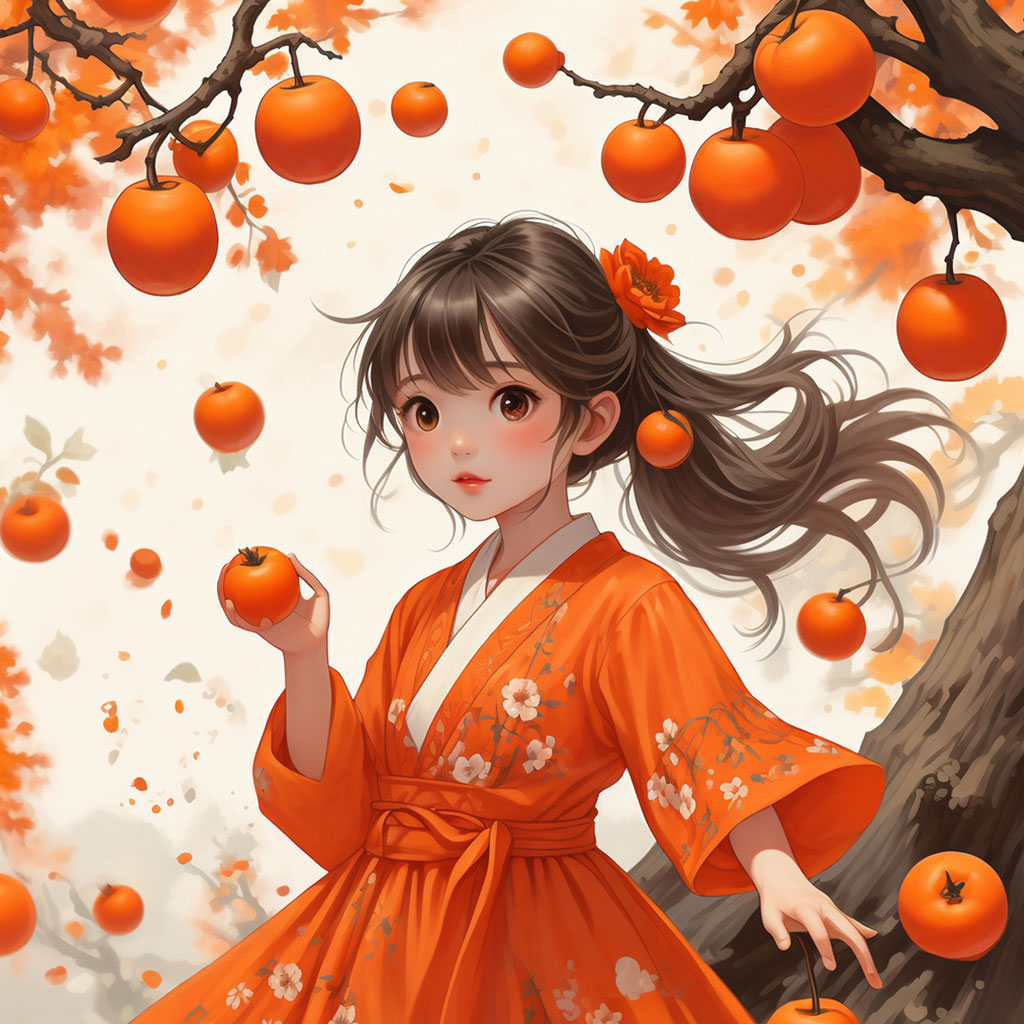 火红柿子卡通少女头像