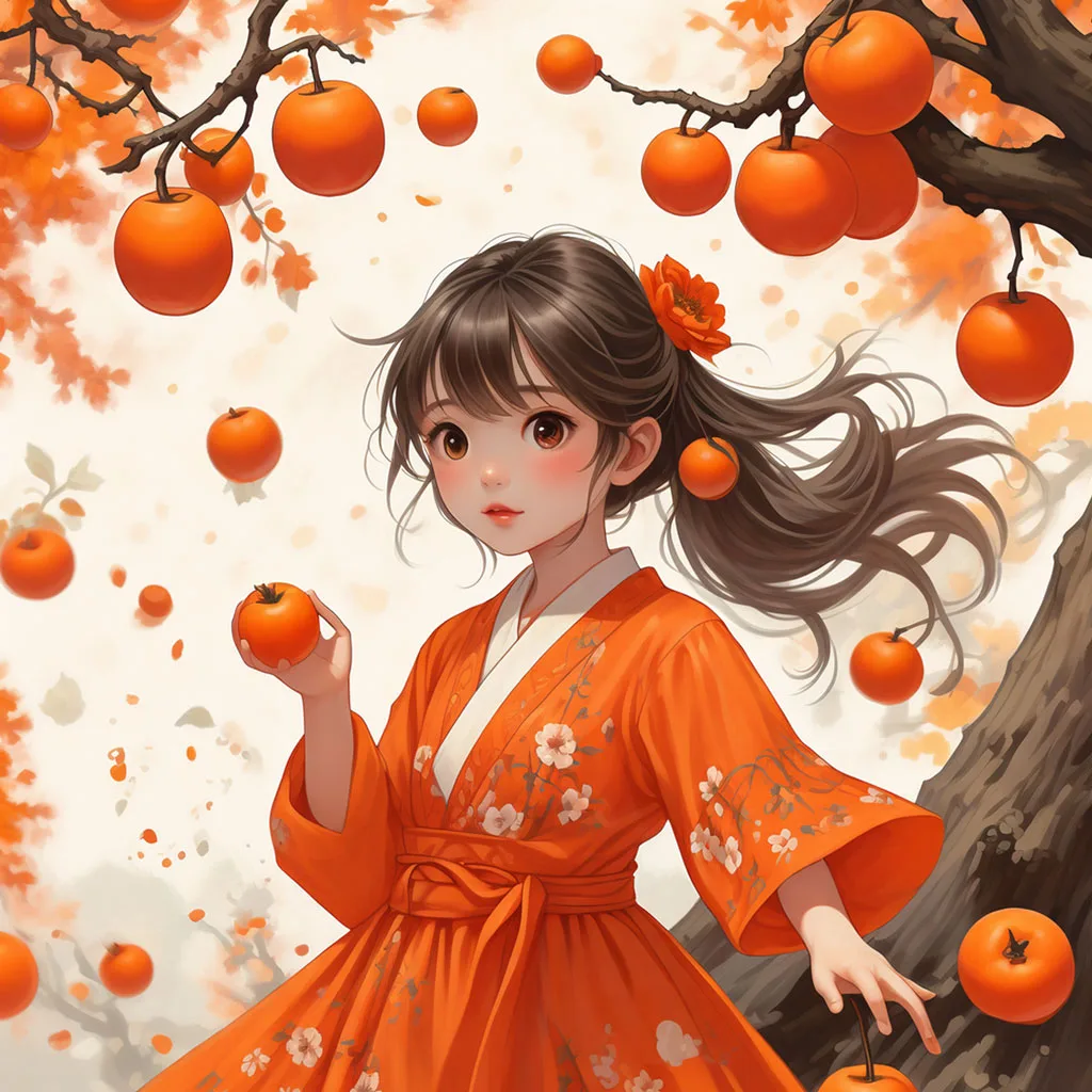 火红柿子卡通少女头像