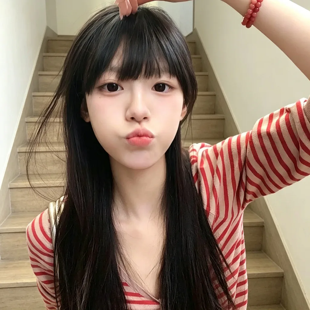 齐刘海嘟嘴治愈女头