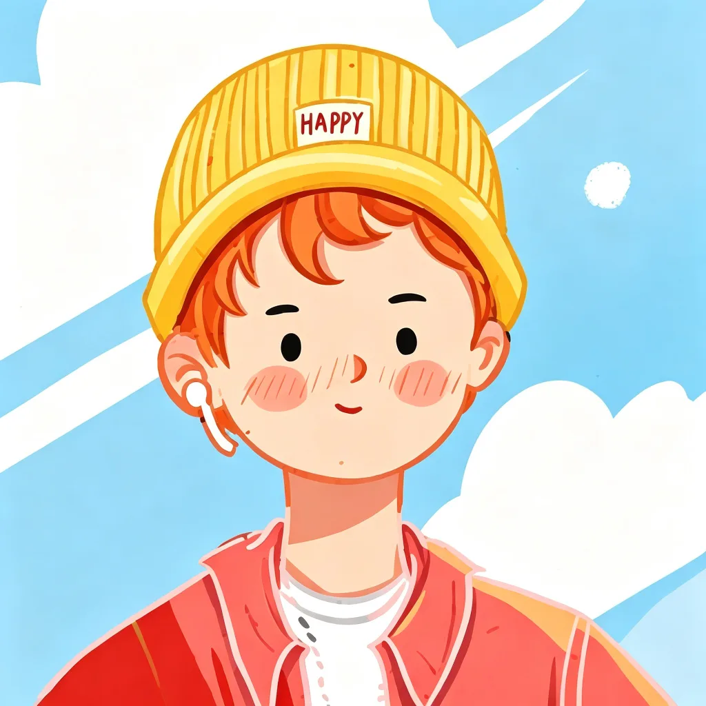 阳光男孩扁平插画头像