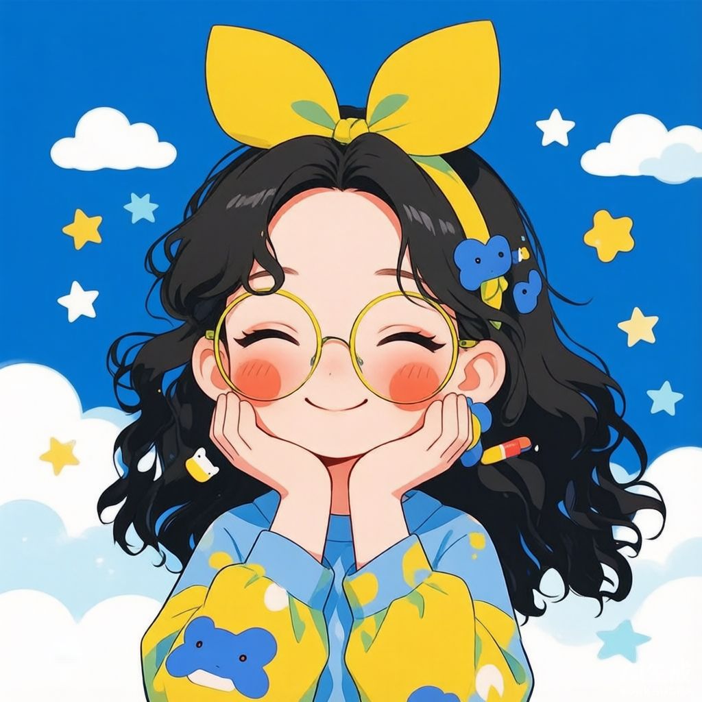 黄蝴蝶结眼镜少女 · 文艺卡通风