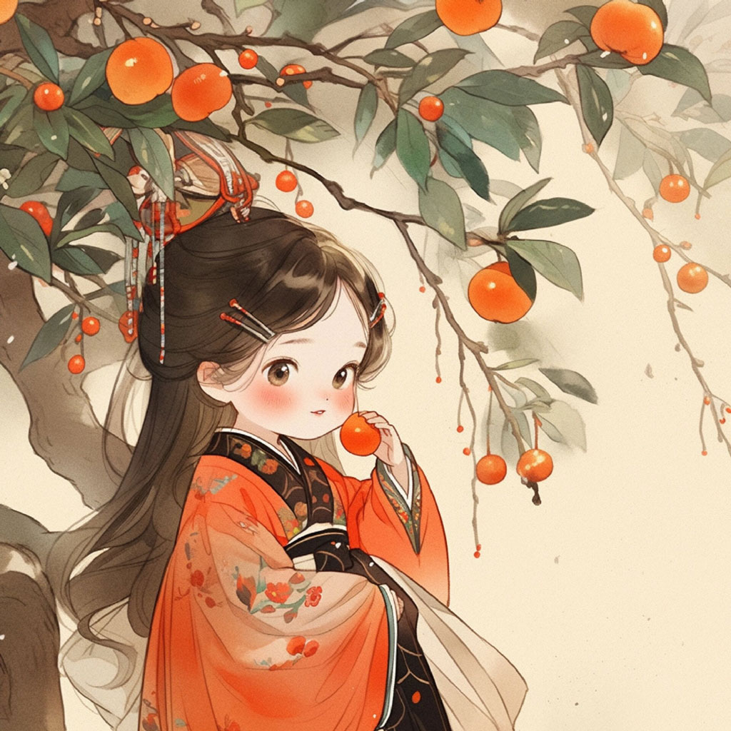 火红的柿子少女微信头像