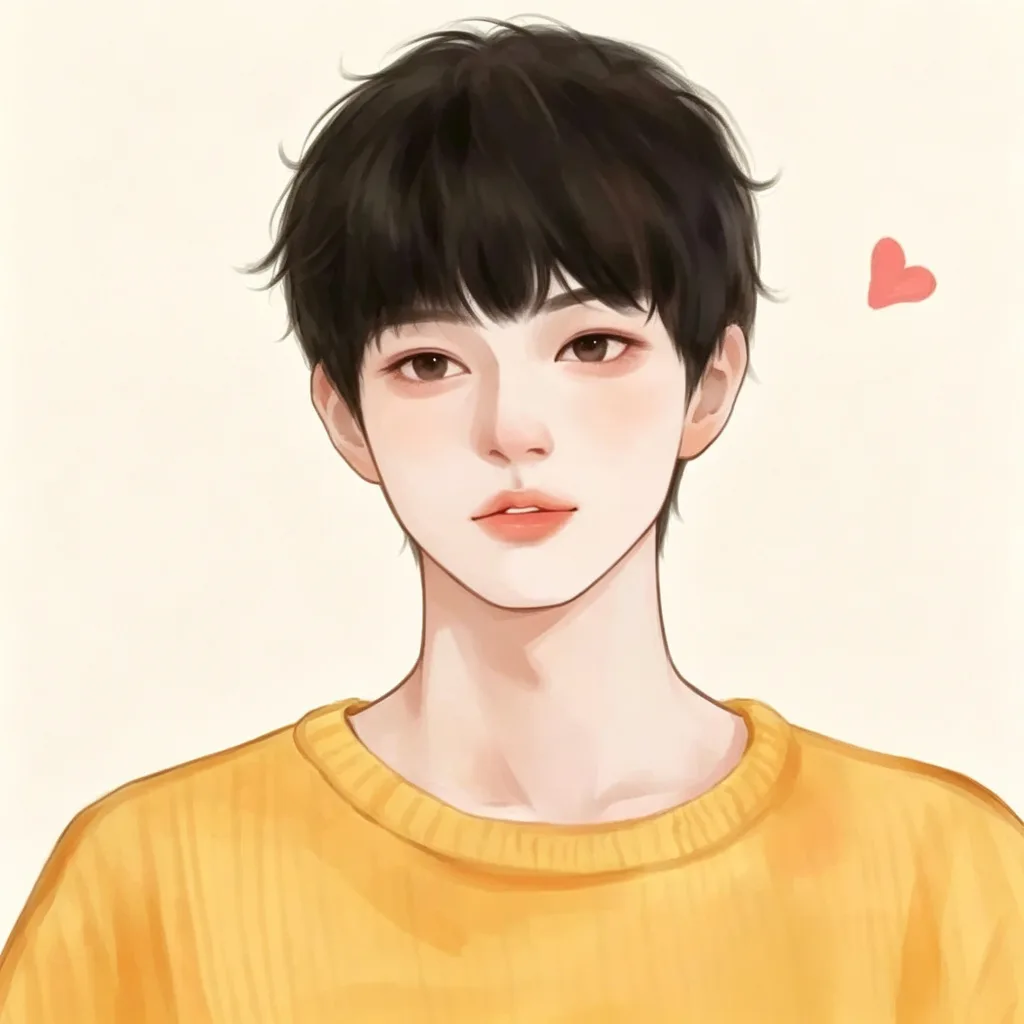 黄毛衣温柔插画男头