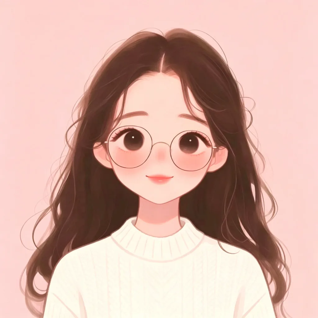 眼镜插画知性女头