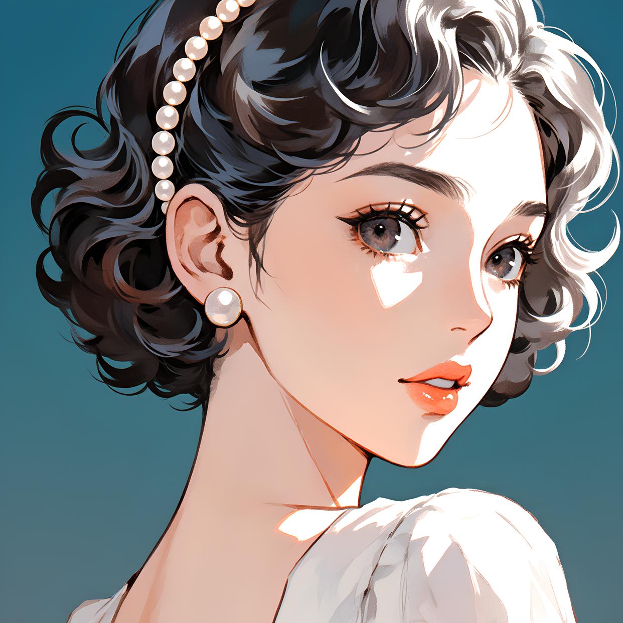 复古80年代成熟女性头像