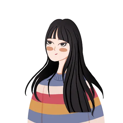 条纹毛衣长发美女头像