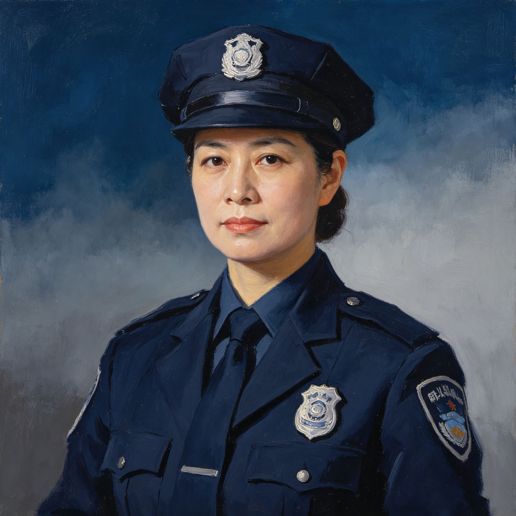 警察职业油画