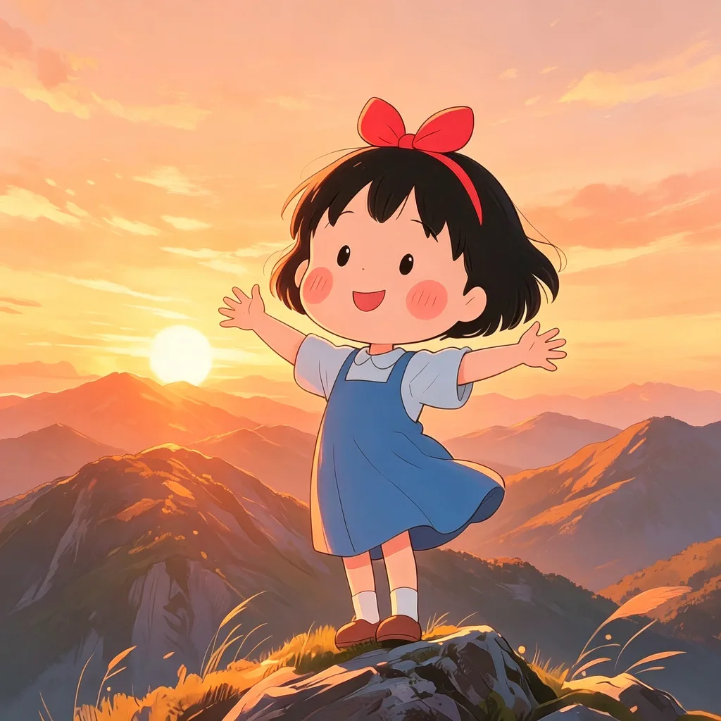 山顶拥抱日落少女头像