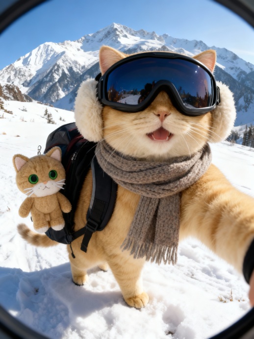 超酷滑雪猫咪