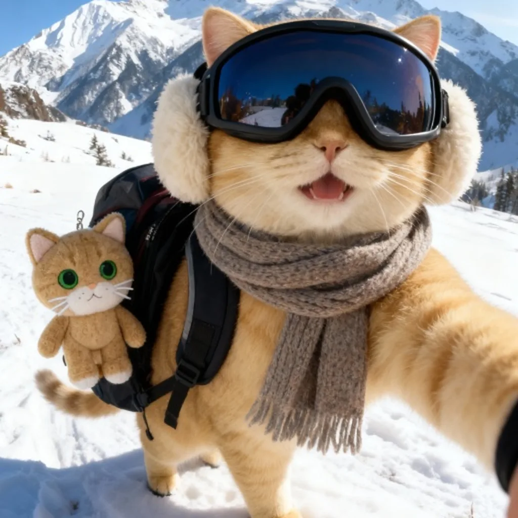超酷滑雪猫咪