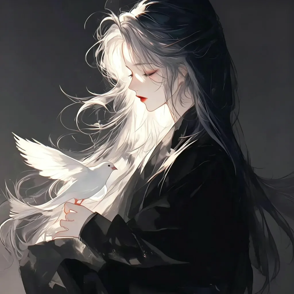暗黑古风白鸽少女头像