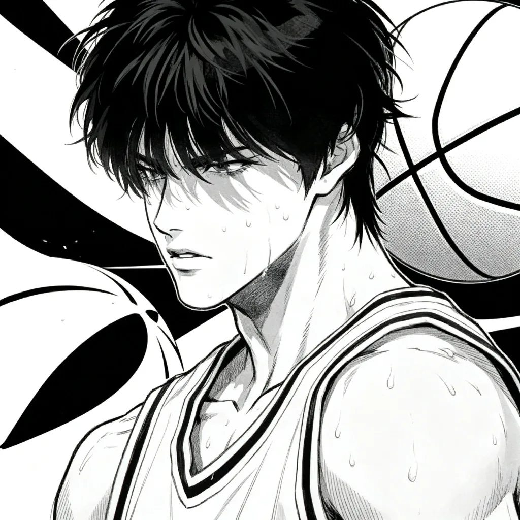 黑白漫画篮球男生头像