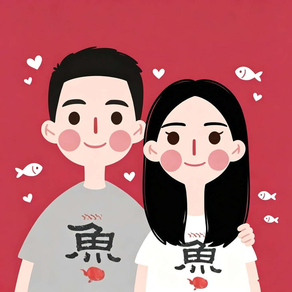 简约扁平风情侣头像