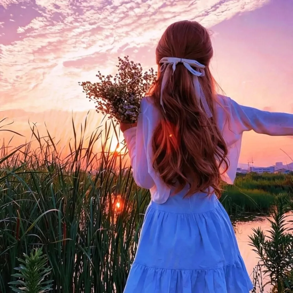 捧花束背影氛围感头