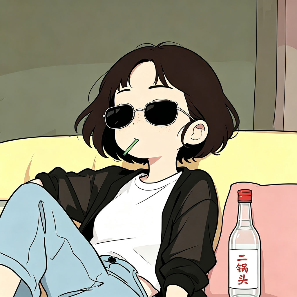 墨镜酷姐慵懒沙发动漫头像
