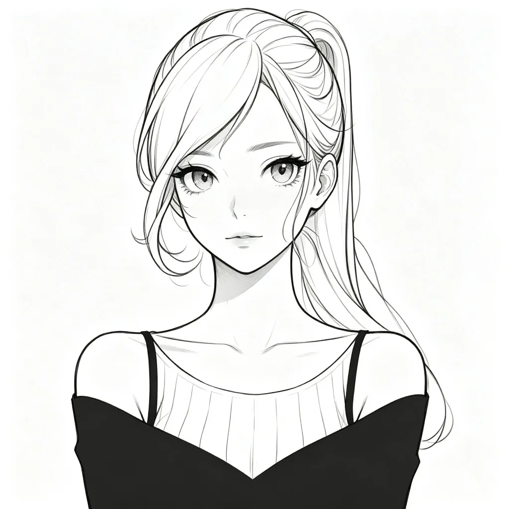 线稿少女简约头像