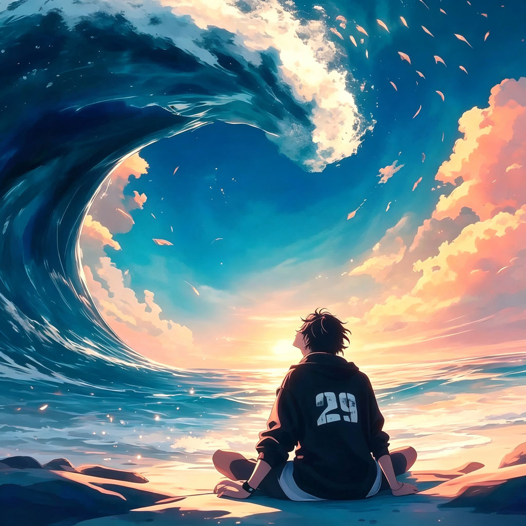 海浪少年背影动漫头像